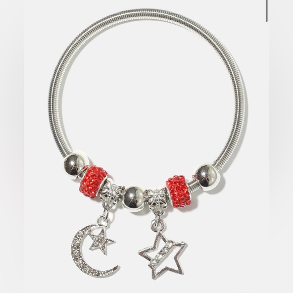 New Moon & Star Dangle Charm Bracelet/Bangle. Pick you color ❤️💙 - Picture 2 of 7